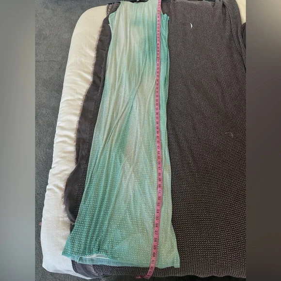 Self Portrait Green Contour Print Rhinestone Dress - Picture 15 of 17